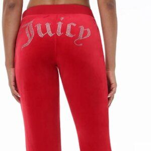Juicy Couture Luxe Plush Velour pants in Coco Red.